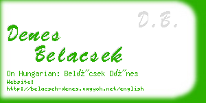 denes belacsek business card